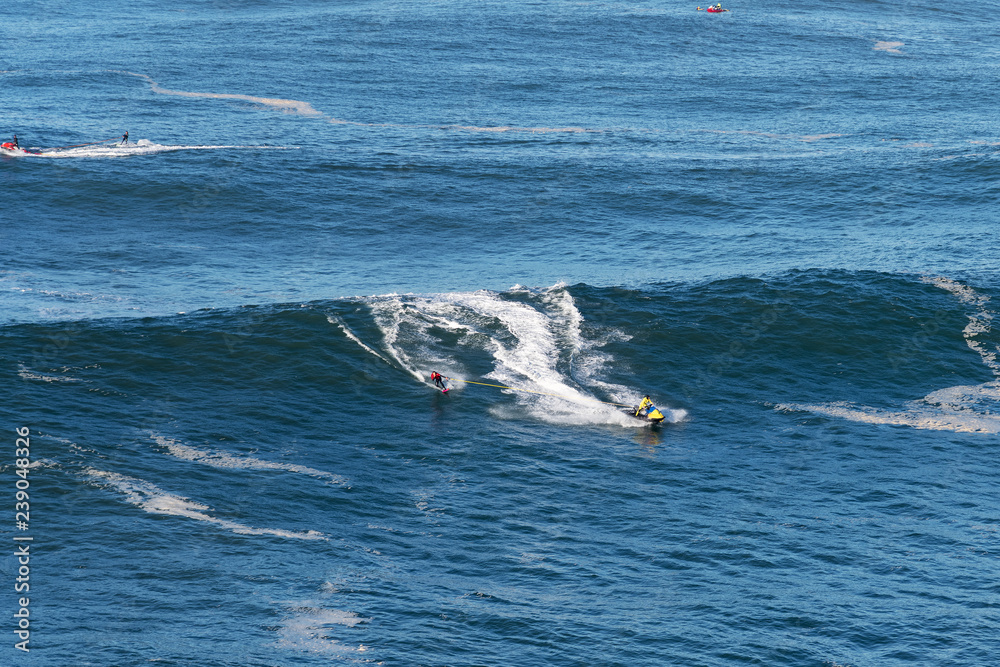 Fototapeta premium Big Atlanic waves at Nazare, Portugal.