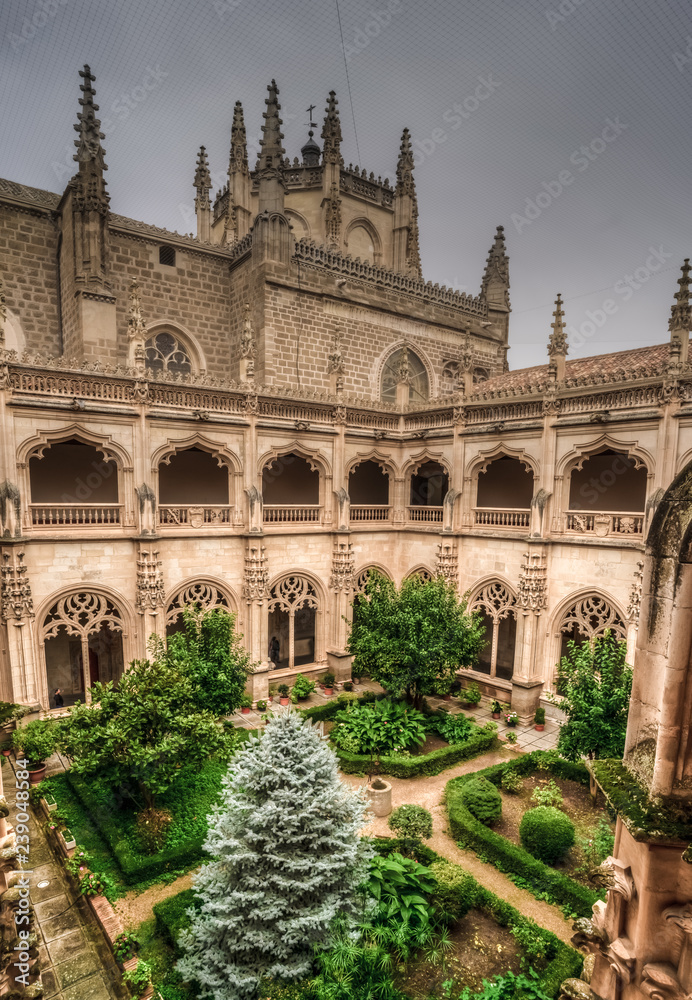 The Monastery of San Juan de los Reyes (Monastery of Saint John of the Monarchs) an Isabelline style monastery in Toledo, in Castile-La Mancha, Spain, built by the Catholic Monarchs (1477–1504).