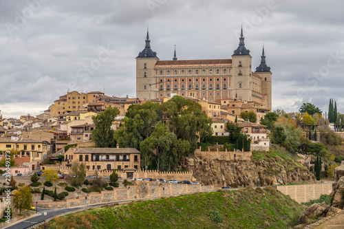The Alcazar of Toledo, a historical stone fortification located in the highest part of Toledo, Castile-La Mancha, Spain.  © Luis