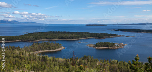 Aerial view of islands in the Kandalaksha Bay of the White Sea