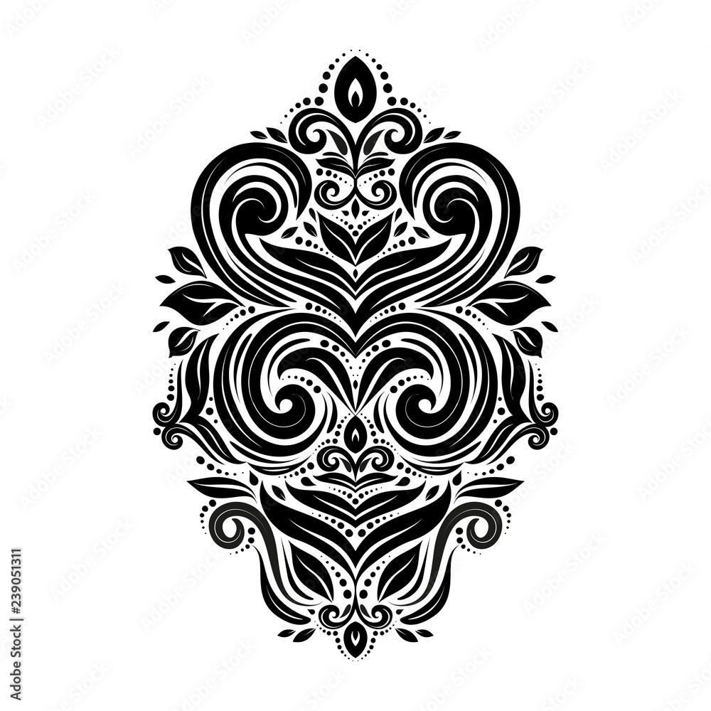 Beautiful black and white floral pattern. Vintage vector, paisley elements. Traditional, Turkish, Indian motifs. Great for fabric and textile, wallpaper, packaging or any desired idea.
