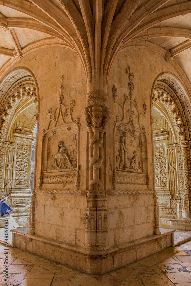 Column Corner Relief Sculpture, Jeronimos Monastery, Lisbon, Portugal