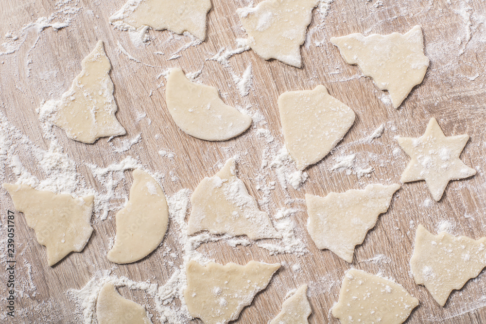 raw christmas cookies closeup on table raw christmas cookies closeup on table