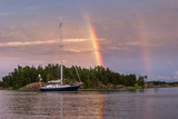 sailing yachts anchoring in äpskär, Stora kalvö in the valdemarsvik skärgard, swedish east coast, Scandinavia