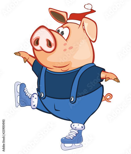 Vector Illustration of a Cute Pig. Cartoon Character 