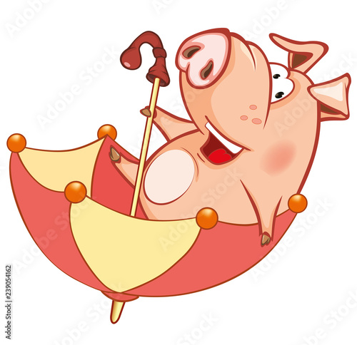 Vector Illustration of a Cute Pig. Cartoon Character 