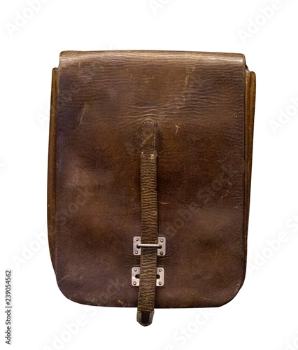 Soldier leather tablet isolated on white background. leather tablet soldier times of the second world war