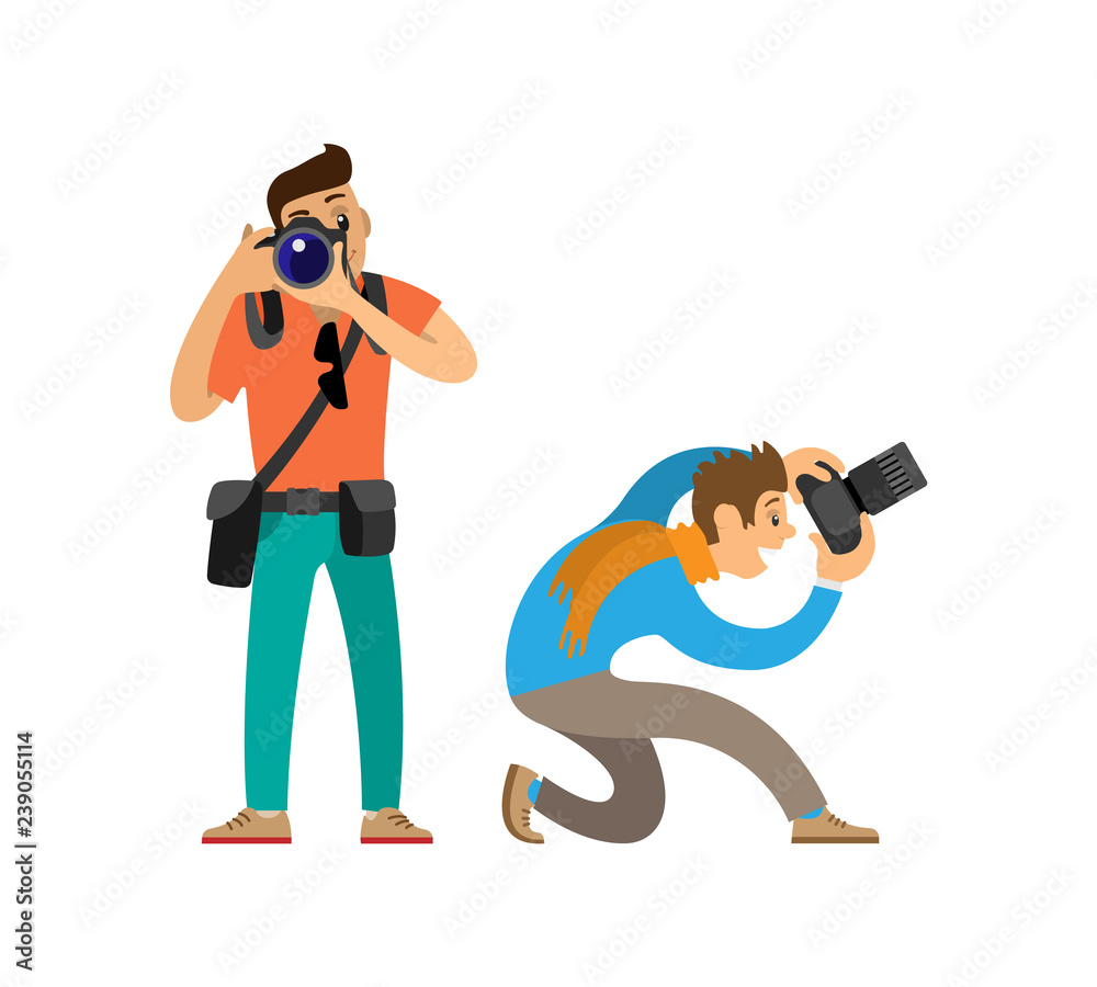 Photographers with Modern Digital Photo Cameras Photographers with Modern Digital Photo Cameras