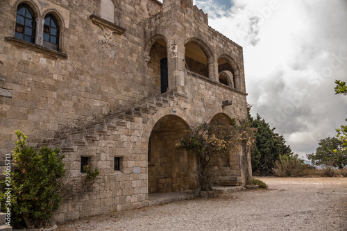 Stone old building with stairs in Greece