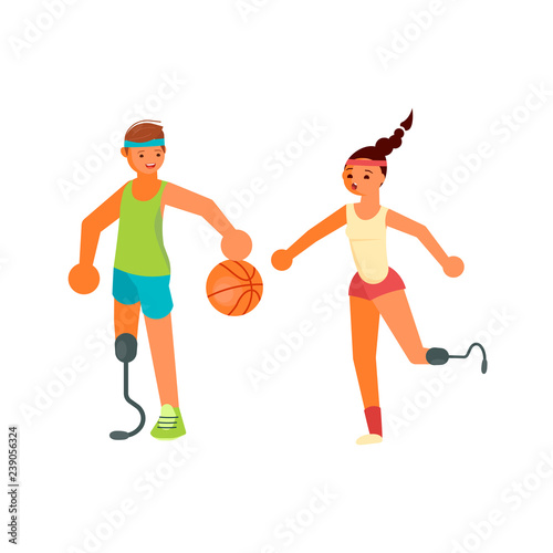 disabled young sportsmans playing basketball © tatianastulbo