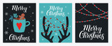 Merry Christmas and Happy New Year postcard collection on dark background