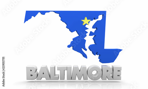 Baltimore Maryland MD City Map 3d Illustration photo