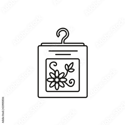 Black & white vector illustration of embroidery needlework kit. Line icon of cross stitch beginner set. Isolated object