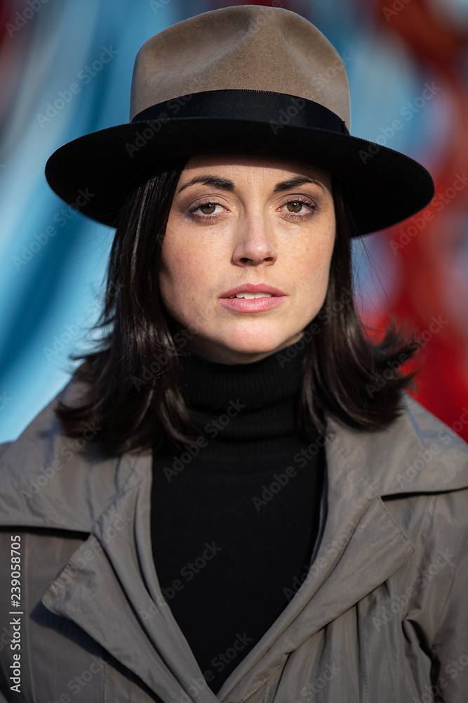 Fototapeta premium Fashionable woman wearing a stylish hat