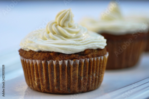Apple Banana Cup Cake with sweet cream topping