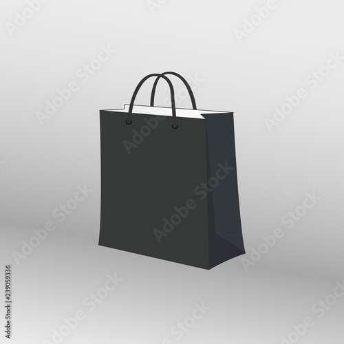 Blank Black Paper Bag. With text space and sale concept. 