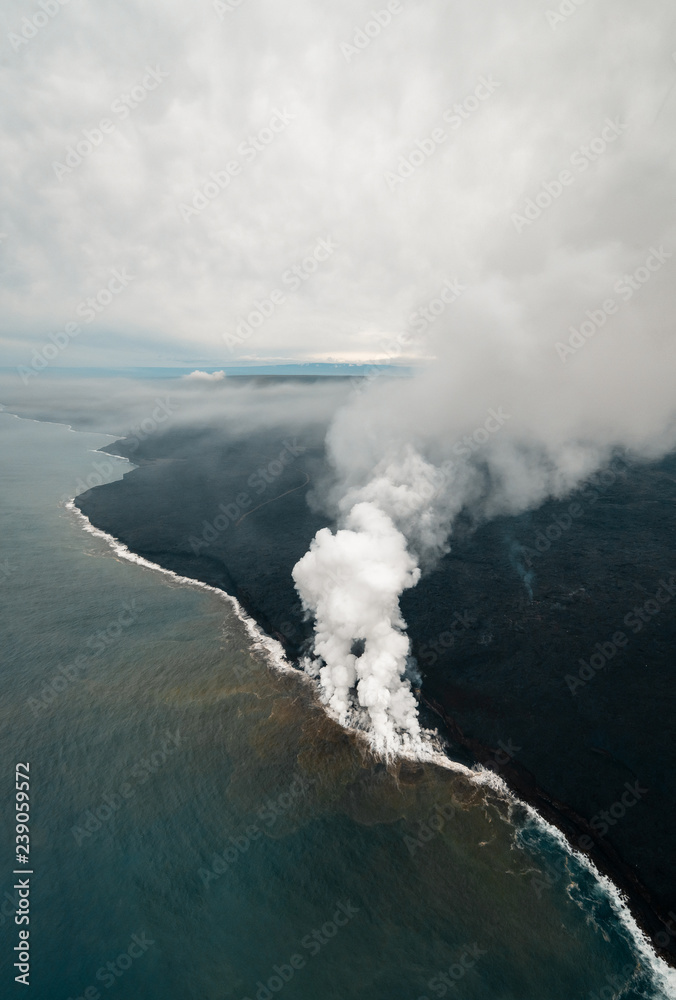 Big Island Hawaii Lava Flow in Water