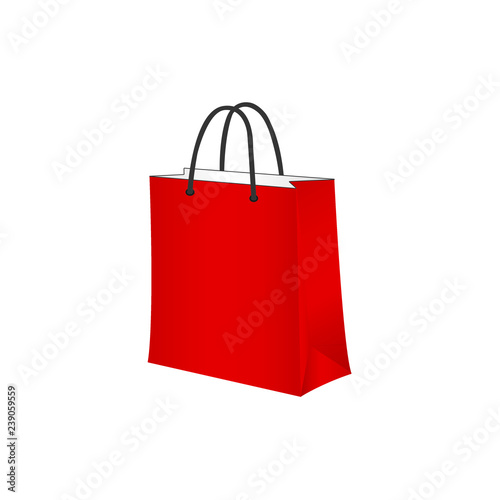 Blank Red Paper Bag. With space for text or your logo and sale concept