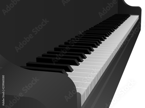 Perspective view vector of beautiful realistic shaded black piano keyboard.