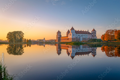 Mir castle in the sunsetlight. Belarus