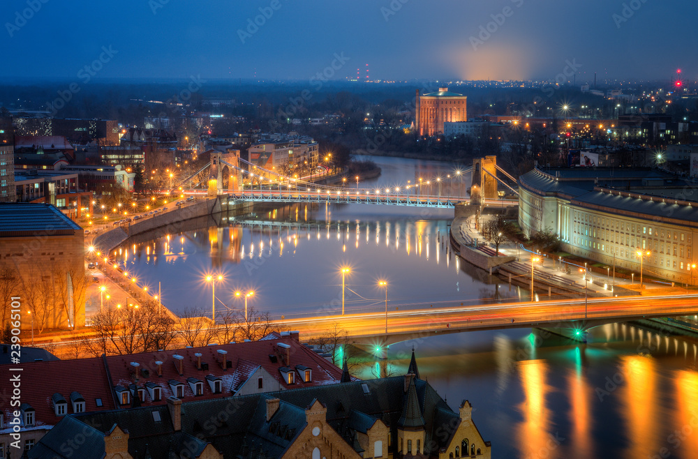 Night panorama of the city.Wroclaw, Poland. Night panorama of the city.Wroclaw, Poland.