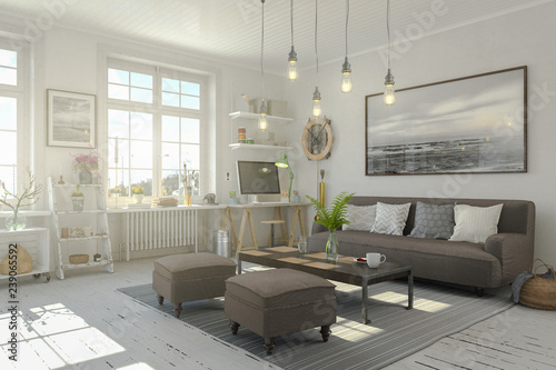 Skandinavische, nordische Wohnung - Wohnzimmer photo