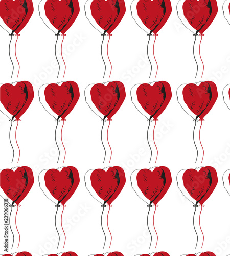 Seamless pattern with balloons  in the shape of a heart
