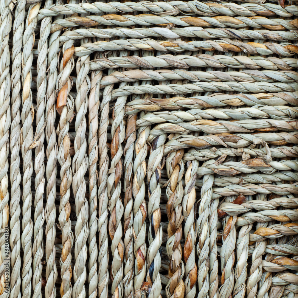 natural background, basket of woven fiber rope