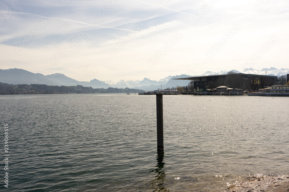View of Luzern Switzerland with Lake