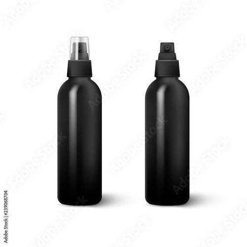 Realistic Cosmetic bottle can sprayer container isolated on white background. Vector illustration.