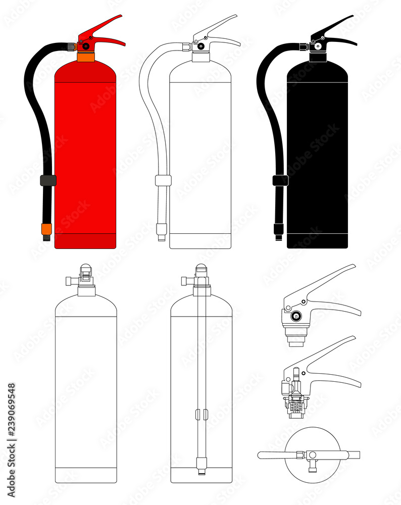 Vector drawing of a fire extinguisher for fire safety instructions. Stock  Vector | Adobe Stock