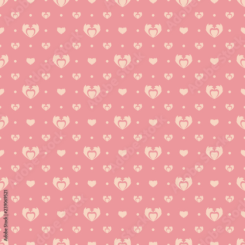 Pink background with hearts. Seamless abstract pattern. Happy Valentine's Day.