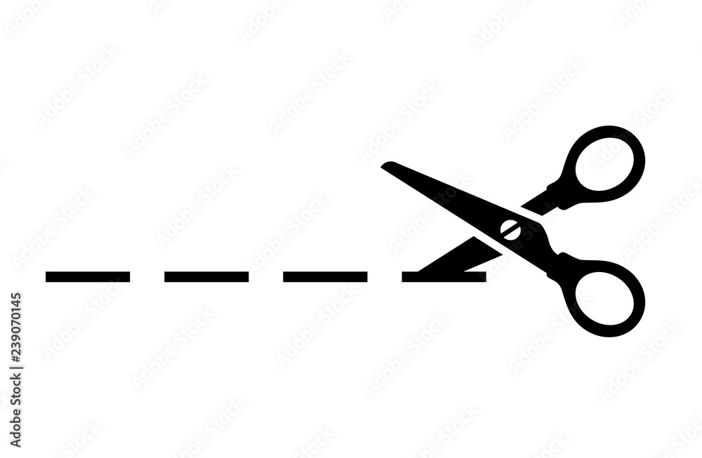 Cut line scissors vector icon Cut line scissors vector icon