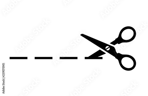 Cut line scissors vector icon