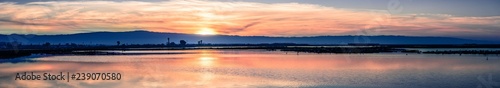 Sunset views of the tidal marshes of Alviso, Don Edwards San Francisco Bay National Wildlife Refuge, San Jose, California