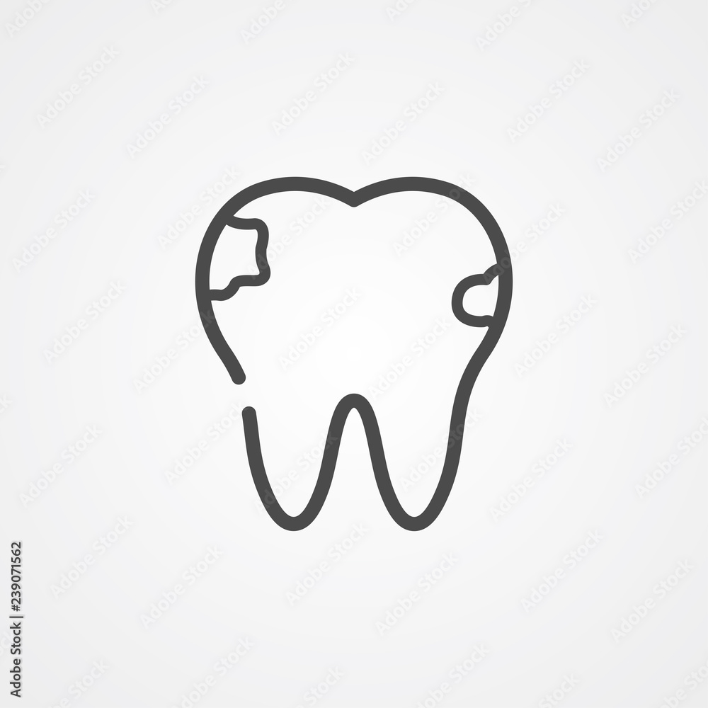 Broken tooth vector icon sign symbol Broken tooth vector icon sign symbol
