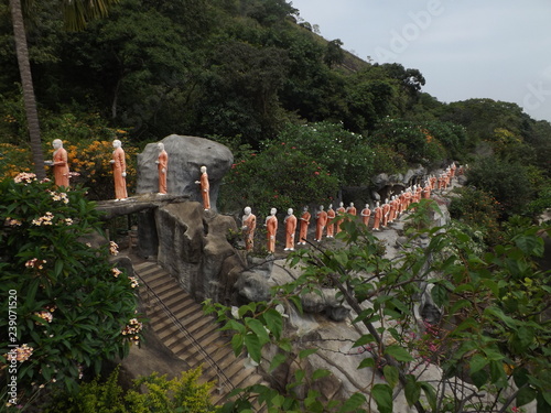 Temple with statues line in Sri Lanka