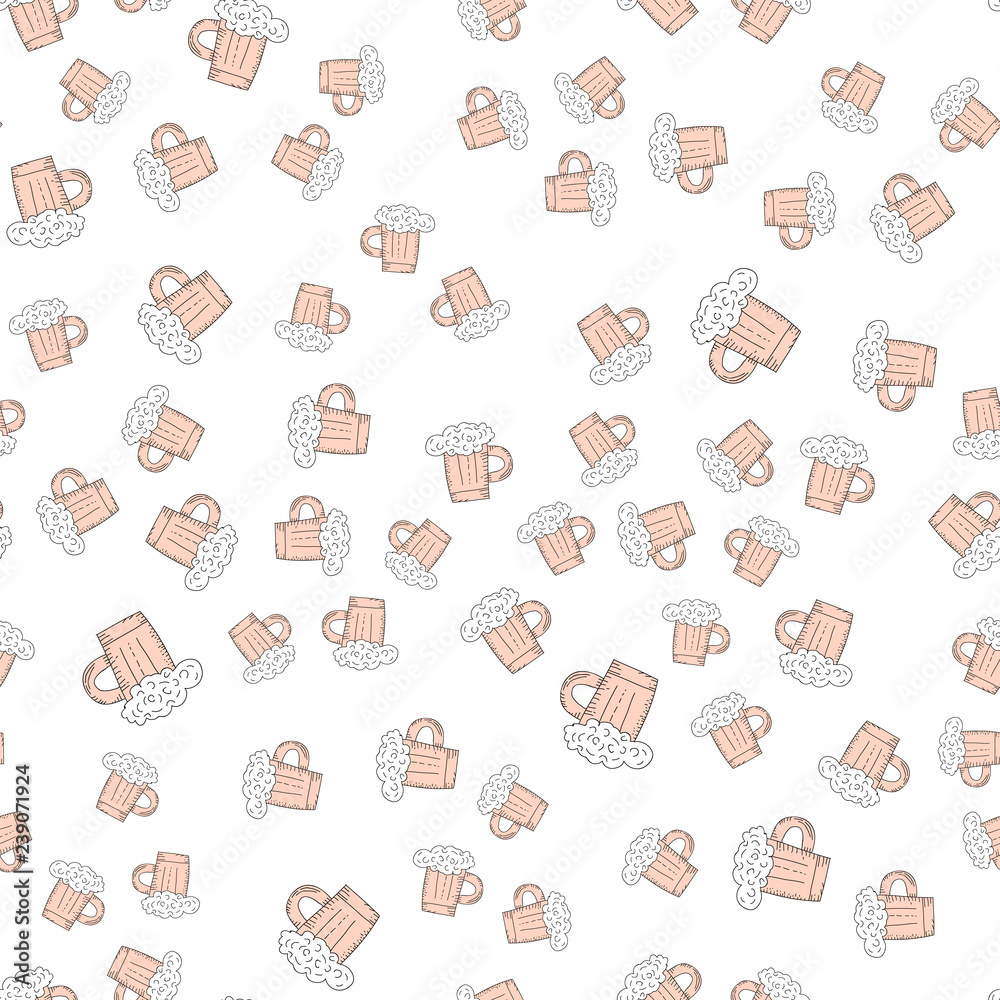 Seamless pattern with mug of beer Seamless pattern with mug of beer