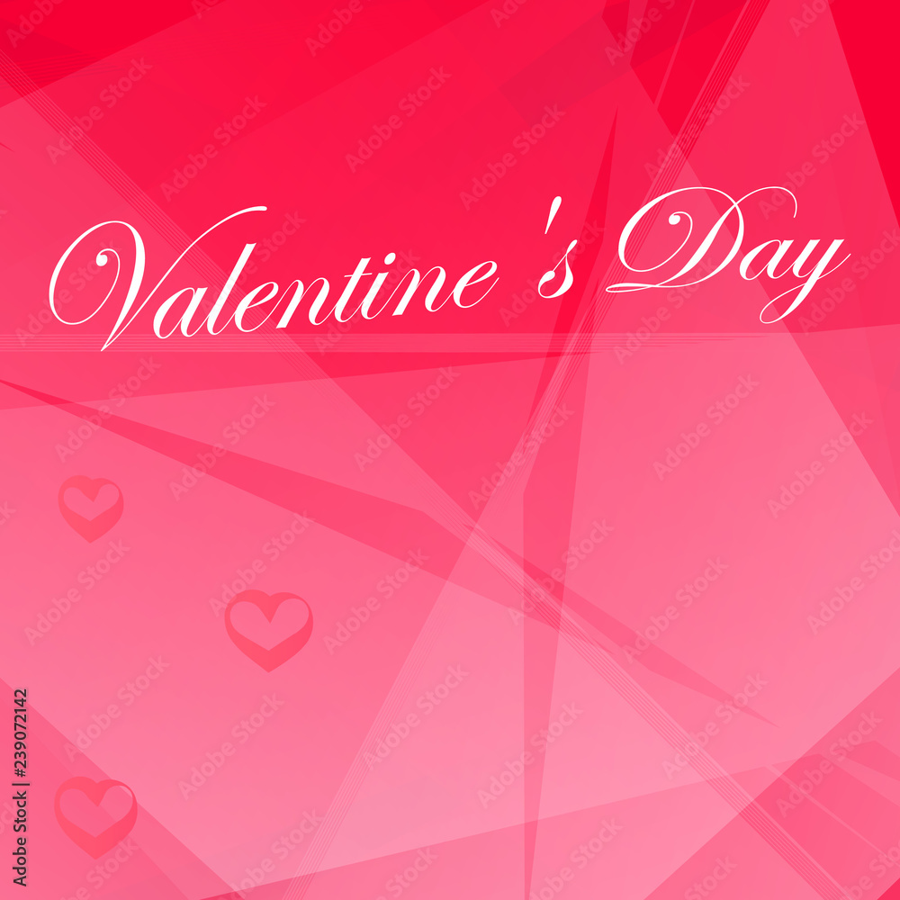 Beautiful pink background with hearts. Happy Valentine's Day. Vector illustration.