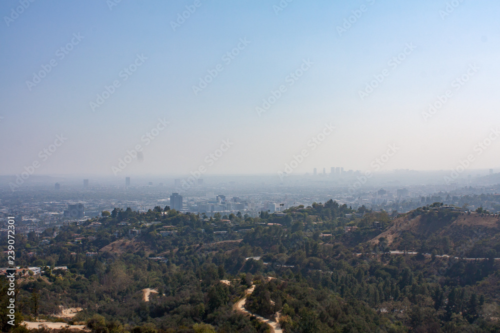 Skyline of Los Angeles with Haze and Clear Sky