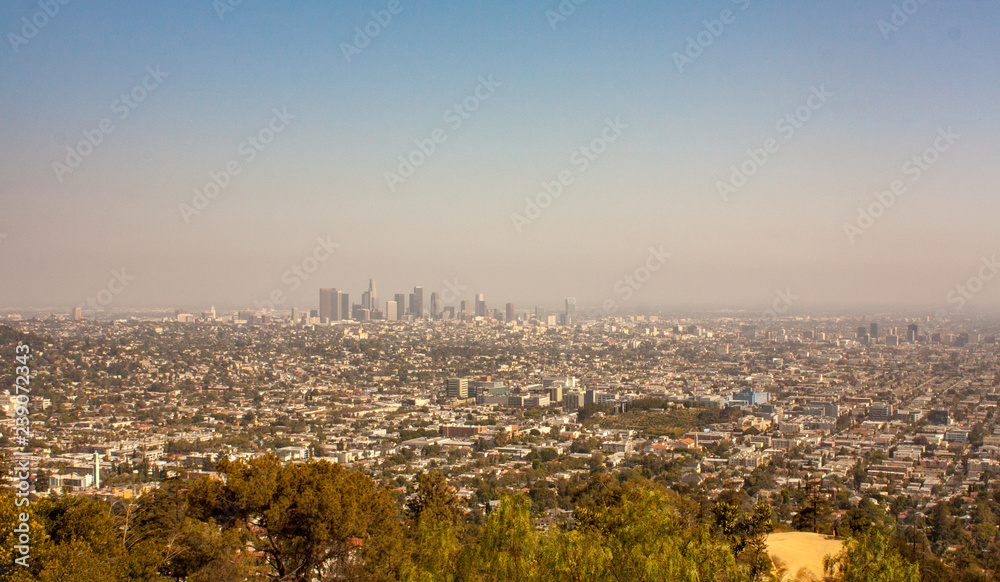 Skyline of Los Angeles with Haze and Clear Sky