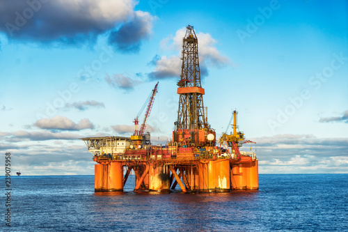 Offshore oil rig at day