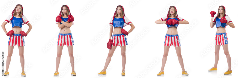 Young female boxer isolated on white Young female boxer isolated on white
