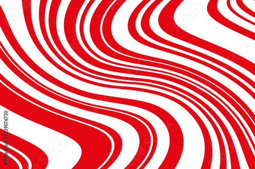 Christmas candle, lollipop pattern. Wavy diagonal background with red lines. Vector illustration