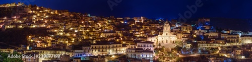 Night view of the old town centre of Modica, Sicily, Italy