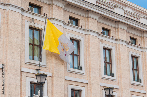 Flag on Saint Peter's Square in Rome, Italy