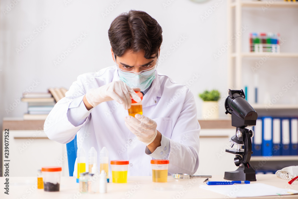 Young handsome chemist working in the lab Young handsome chemist working in the lab