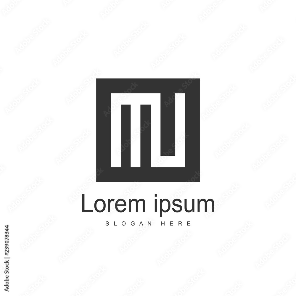 Initial Letter MU Logo template design. Minimalist letter logo