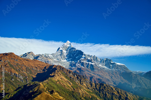 Machapuchare mountain Fishtail in Himalayas range Nepal