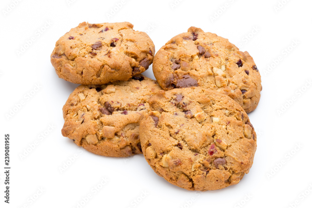 Chocolate chip cookie isolated on white background. Chocolate chip cookie isolated on white background.